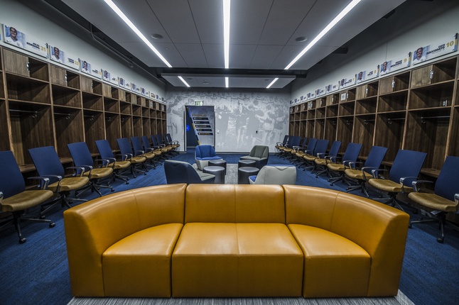 Marquette Athletic and Human Performance Research Center locker room